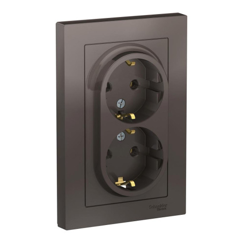Розетка 2-ая 2P+E AtlasDesign в сборе мокко SchE ATN000624