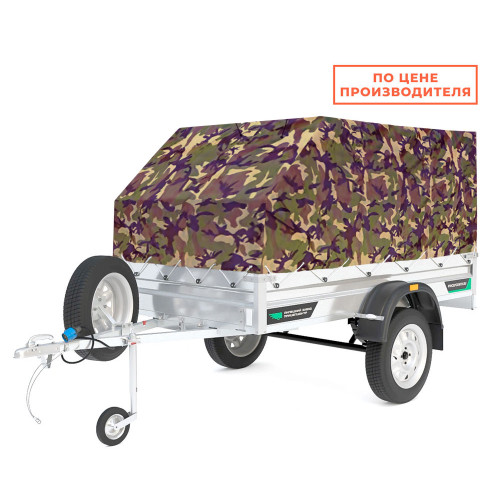 Прицеп ТИТАН 2513 (2500х1300, борт h=300, Тент+каркас, h=920 скос) камуфляж хаки
