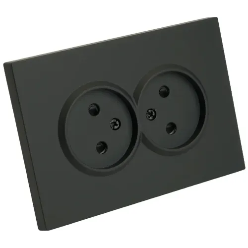 Розетка 2-ая 2P ЭМИЛИ шторки черный RST16-5116-05