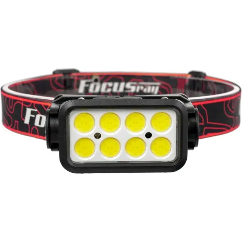 Фонарь налобный FOCUSray 1301 8 диодов 3W COB,акку 18650 1200 мАН,3,7V встроенный,сенсор,индикатор заряда