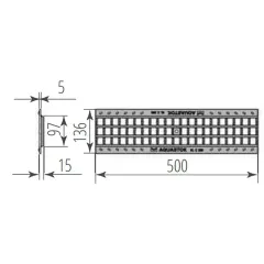 Дренаж решётка чугун. ячеистая NORMA DN100 C250 500*136*15 (31023С)