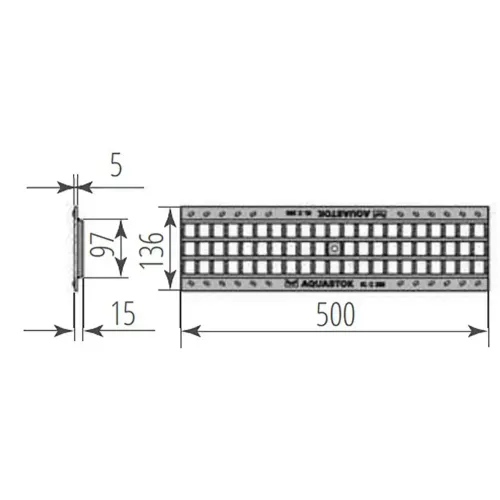 Дренаж решётка чугун. ячеистая NORMA DN100 C250 500*136*15 (31023С)