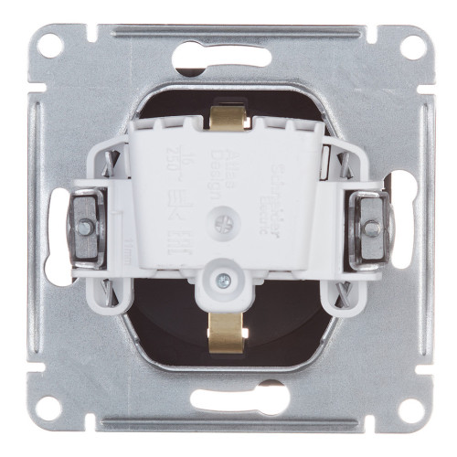 Розетка 2P+Е AtlasDesign шторки карбон SchE ATN001045