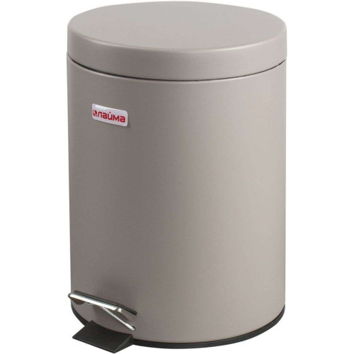 Ведро для мусора 5 л с крышкой и педалью, серое Лайма 602849 (675499)