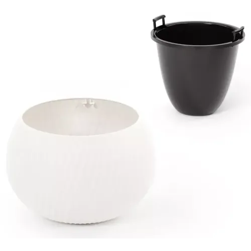 Горшок для цветов Жемчужина 16л со вставкой 7л белый М 8728 (276882)