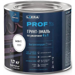 Грунт-эмаль Лакра PROF IT по ржавчине 4 в 1 быстросохнущая  База С, RAL 9003 1,7 кг