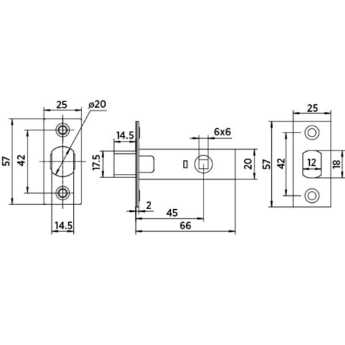 Задвижка дверная BUSSARE L7-45 S.CHROME (13324)