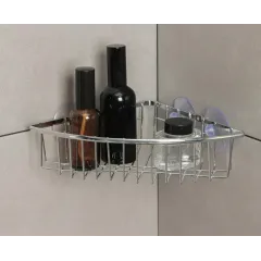 Полка для ванной комнаты угловая Доляна на присосках, 19х5,5см, цвет хром (1550891)