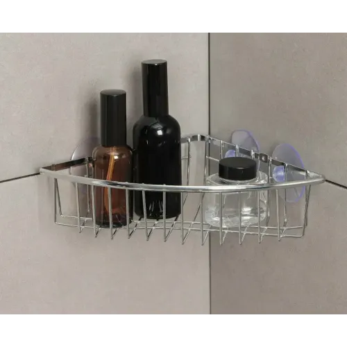 Полка для ванной комнаты угловая Доляна на присосках, 19х5,5см, цвет хром (1550891)