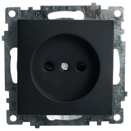 Розетка 2P Катрин черный с защитной шторкой GLS10-7109-05
