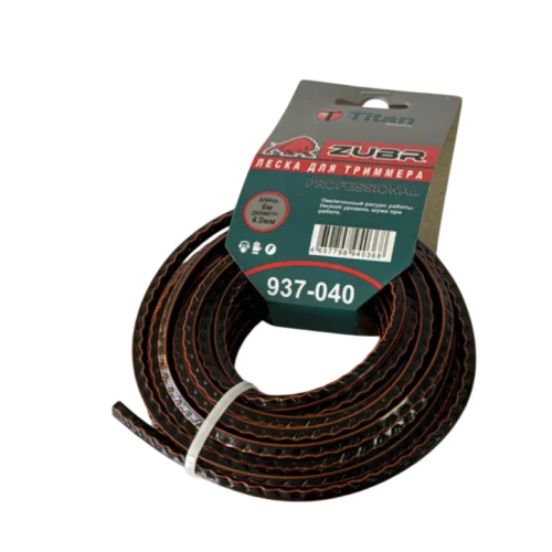 Леска для триммера TITAN (ZUBR PROFESSIONAL) 4,00ммх6м, квадрат, черн+оранж (937-040)