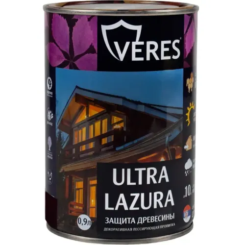 Декоративная пропитка для дерева Veres Ultra Lazura № 9 Палисандр 0,9