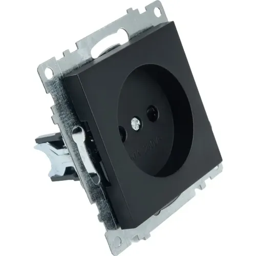 Розетка 2P Катрин черный с защитной шторкой GLS10-7109-05