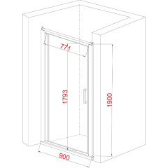 Душевое ограждение в проем EVA GOLD 90х190см, прозрачное стекло JY134