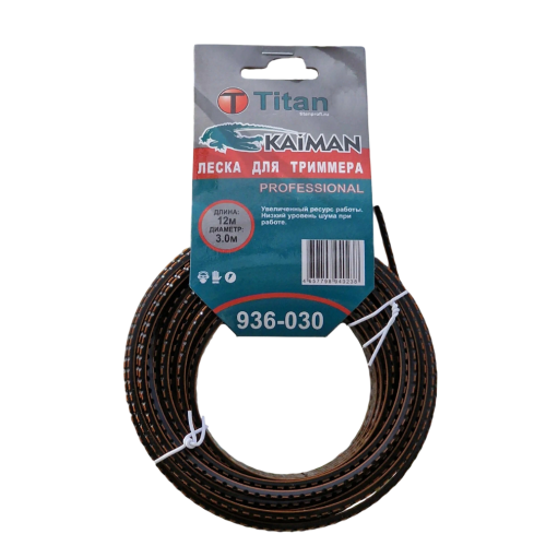 Леска для триммера TITAN (KAIMAN PROFESSIONAL) 3,00ммх12м, черн+оранж (936-030)