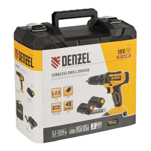 Шуруповерт DENZEL CDL-18-02BM (26116) (*15)
