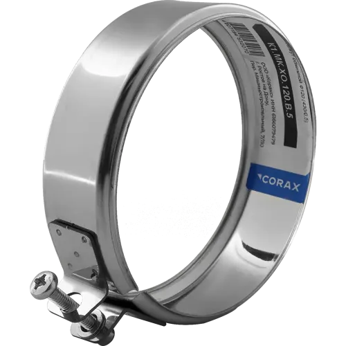 Дымоход хомут обжимной 0,5мм Ф130 нержавеющая сталь (Corax)