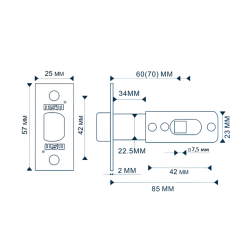 Защелка МСМ L(60/70)-R PB полиров.латунь (11671)