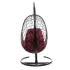 Кресло подвесное с ротангом ОВАЛ коричневое с бордовой подушкой