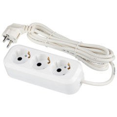 Удлинитель 3-мест. 10м 2P+E бел. 10А (ПВС 3х1) UNIVersal (240772)