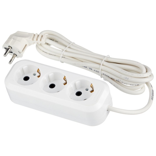 Удлинитель 3-мест. 10м 2P+E бел. 10А (ПВС 3х1) UNIVersal (240772)