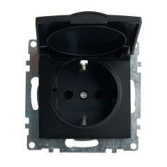 Розетка 2P+Е Катрин черный крышка,с защитной шторкой GLS16-7112-05
