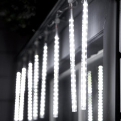 Гирлянда «Сосульки» 2.5х0.3 м, IP65, прозрачная нить, 192 LED, свечение белое с эффектом стекания, 12 В