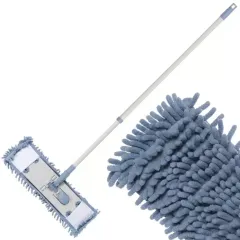 Швабра плоская 130х43х13 см серо-голубая Марья Искусница, телескопическая ручка HD1009A-17-4021-427 (350114)