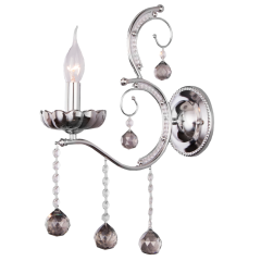 Светильник настенный EUROSVET 10107/1 хром/дымчатый хрусталь Strotskis