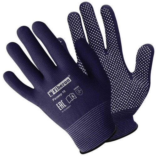 Перчатки полиэстер Fiberon черные, микроточка (445452)