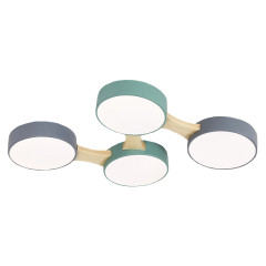 Светильник Люмис H0321A01/4 GN+GREY+WT+WOOD 4x24W LED d800 h50 зеленый/белый/серый/дерево