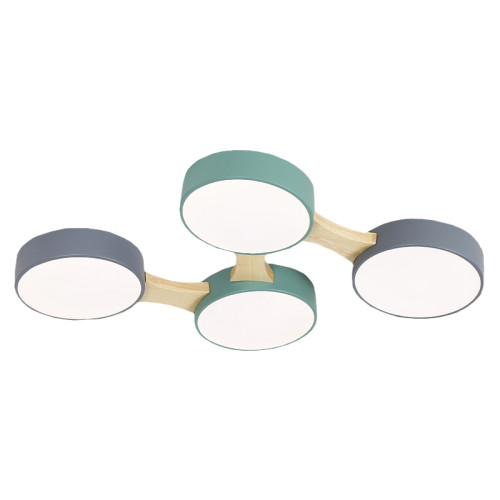 Светильник Люмис H0321A01/4 GN+GREY+WT+WOOD 4x24W LED d800 h50 зеленый/белый/серый/дерево