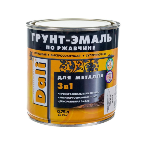 Грунт-эмаль DALI по ржавчине 3 в 1 гладкая RAL 6005 зелёный мох 0,75 л