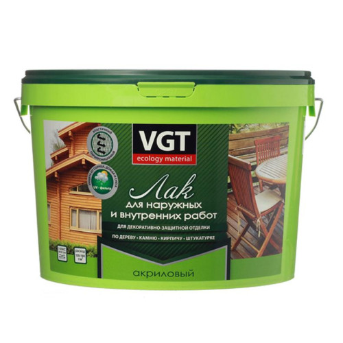 Лак VGT для н/р в/р глянцевый акрил б/цв 9л