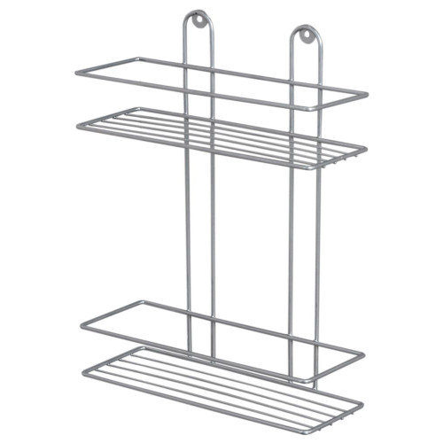 Полка для ванной комнаты прямоугольная 2-х ярусная, 26,5х10,5х35 см, цвет хром
