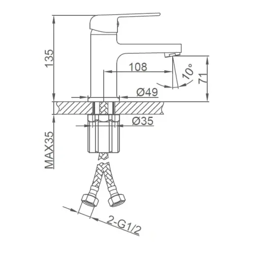 Смеситель для умывальника FRUD R10156-6 чёрный