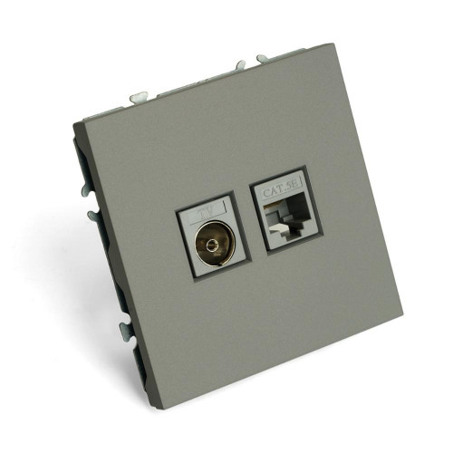 Розетка PC+TV ЭМИЛИ платиново-серый RST00-5106-10