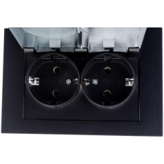 Розетка 2-ая 2P+E Universal Афина 16А в сборе с крышкой графит A0031-Gr