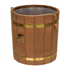 Ведро 13л Термо с латунным обручем, пластиковой вставкой, липа 