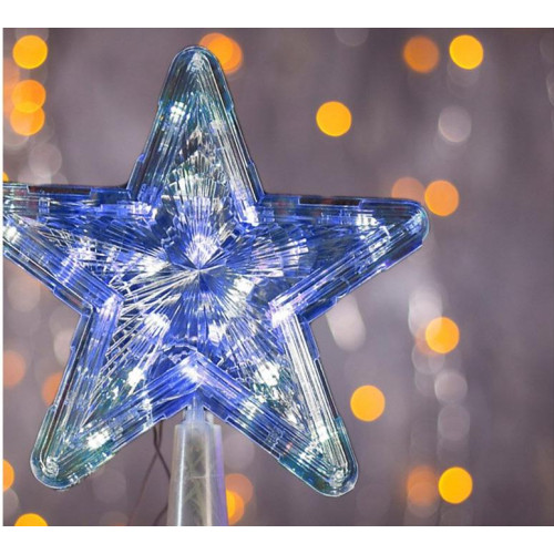 Верхушка на елку Звезда 22см прозрачный провод, цвет белый LED SYDA-0419117 N.N