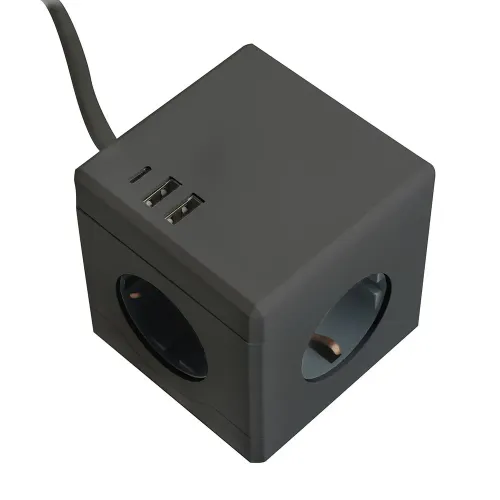 Удлинитель 3-мест. 2USB+1С черный 1.5м HM10-41-01 STEKKER Comfort 49657