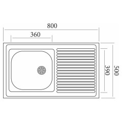 Мойка нерж. накладная Эконом 50х80 см левая, глуб. 13см, тол. 0,4мм (без сифона)