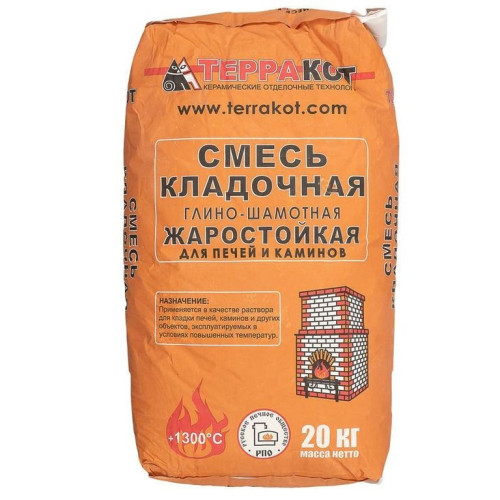 Смесь кладочная глино-шамотная жаростойкая 20 кг