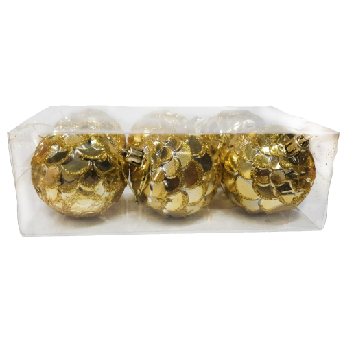 Шары новогодние ВОЛШЕБНЫЕ ПОДАРКИ набор 6 шт, цвет: золотой, диаметр: 6 см  (8004-3)