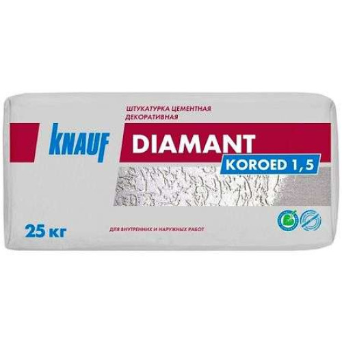 Штукатурка KNAUF ДИАМАНТ Короед фр. 1,5 цем. декор БЕЛЫЙ 25 кг