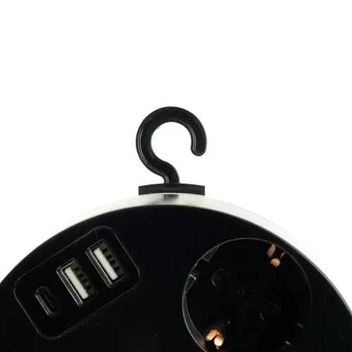 Удлинитель 5-мест. 2USB+С черный 2.5м STEKKER Comfort 49656
