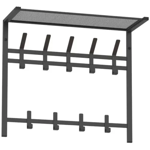 Вешалка настенная ТОРОНТО 22 9 крючков с полкой 670х270х513мм графит (467400)