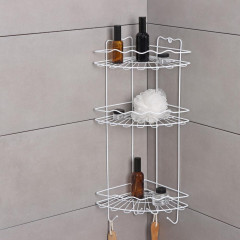 Полка для ванной комнаты угловая 3-х ярусная «Волна», 24х24х64 см, цвет белый