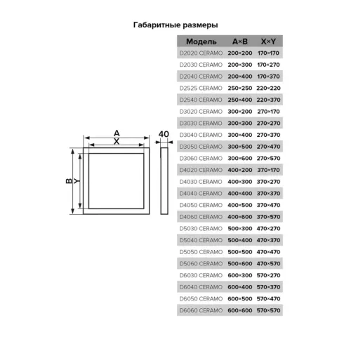 Люк технологический под плитку съемный D2040 ceramo