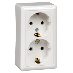 Розетка О/У 2-ая 2P+E ХИТ белый RA16-238-B (571388)